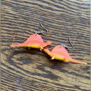 Dinosaur Earrings Orange New Funky Punk Pop